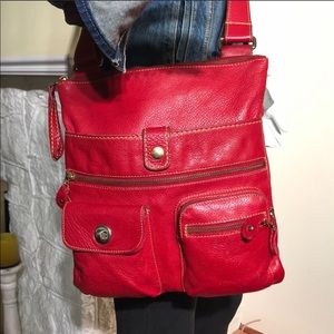 Roots Village Red Leather Cross Body Bag